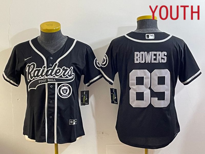 Youth Oakland Raiders #89 Bowers Black Joint Name 2024 Nike Limited NFL Jersey style 2->youth nfl jersey->Youth Jersey